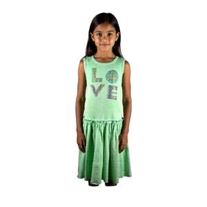 MIGNONE pretty green knit LOVE sparkles tank dress, Spring Summer School, 8